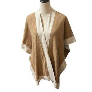 Charter Club Solid Knit Reversible Poncho, Oatmeal, One Size
